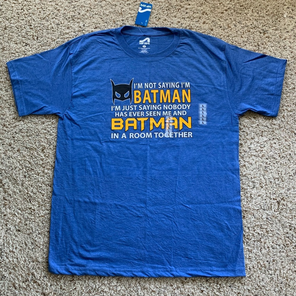 MENS L BATMAN DC COMICS BLUE GRAPHIC S/S TEE NWT